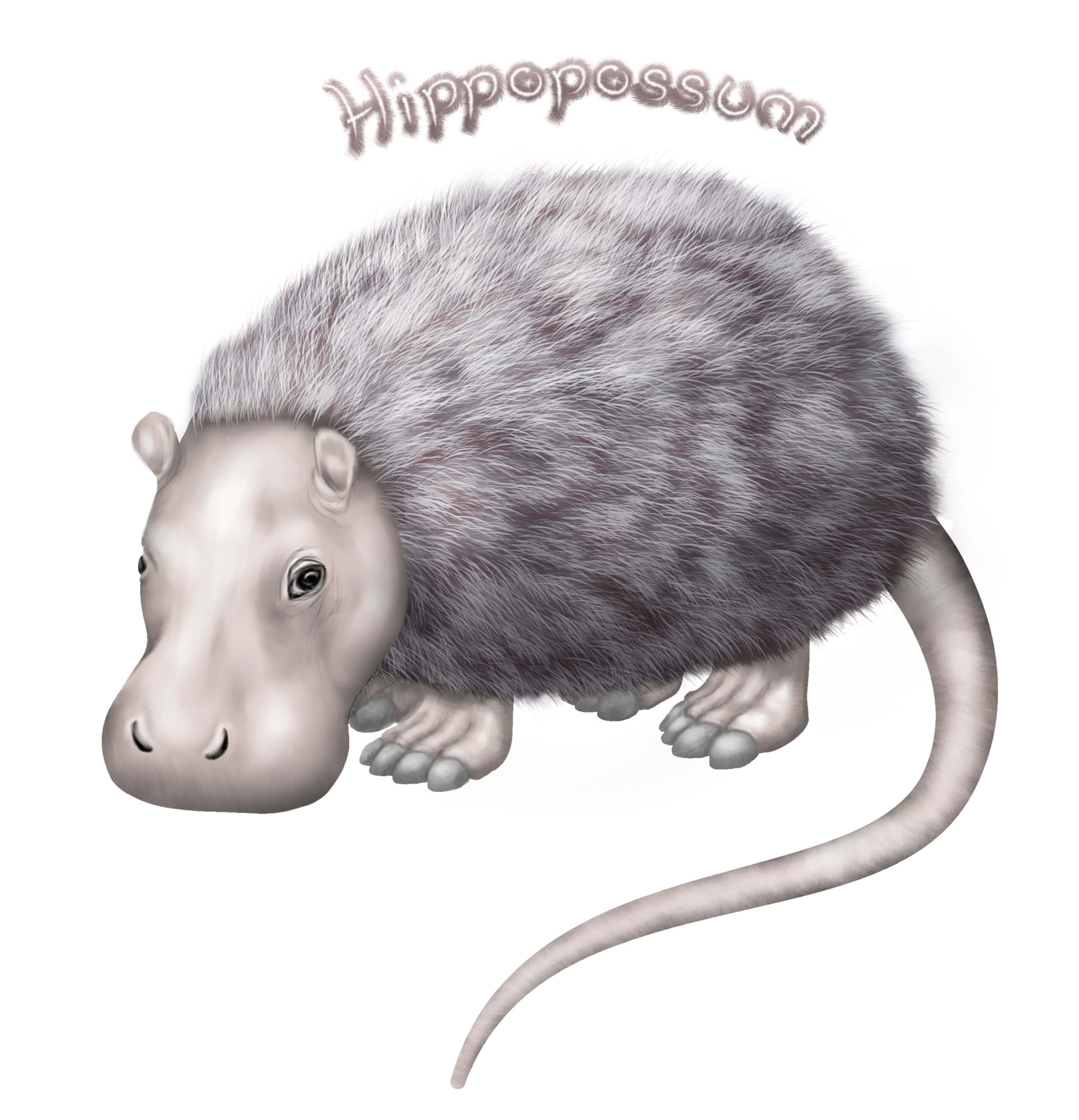 Imaginary animal: part hippo, part possum