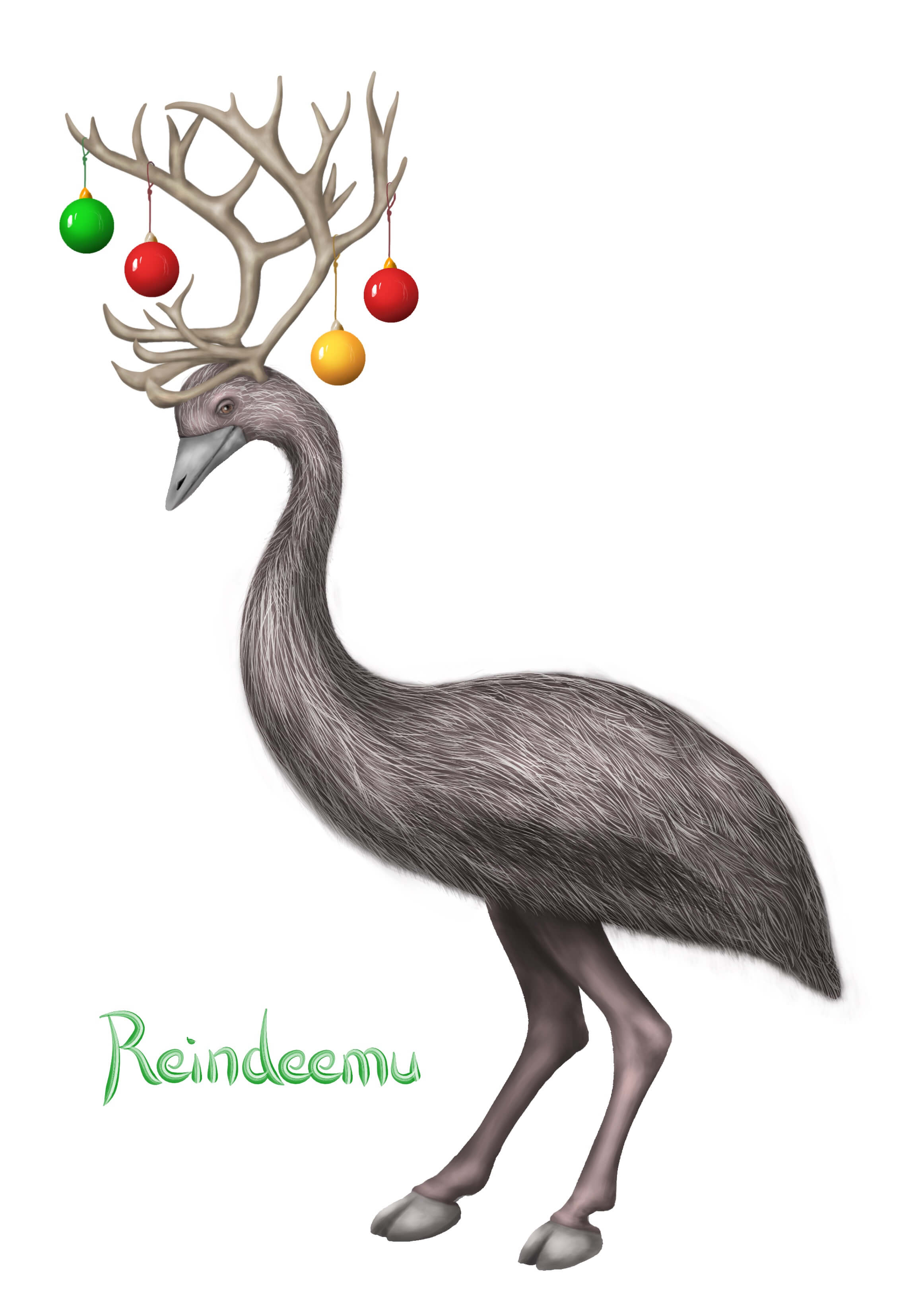 Imaginary animal: part reindeer, part emu